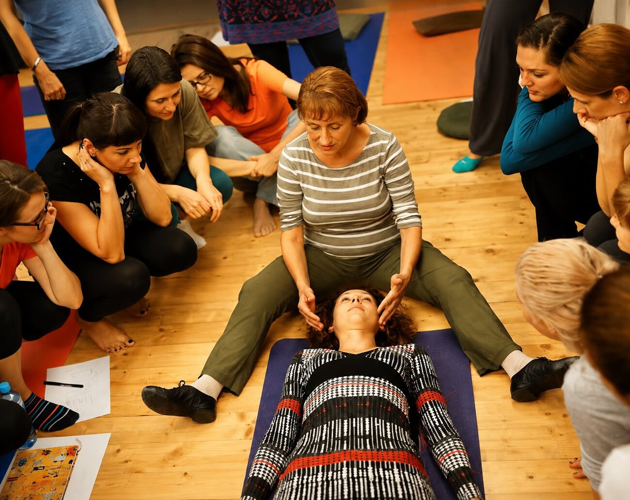Daniela Picard bei einer Feldenkrais-Lektion